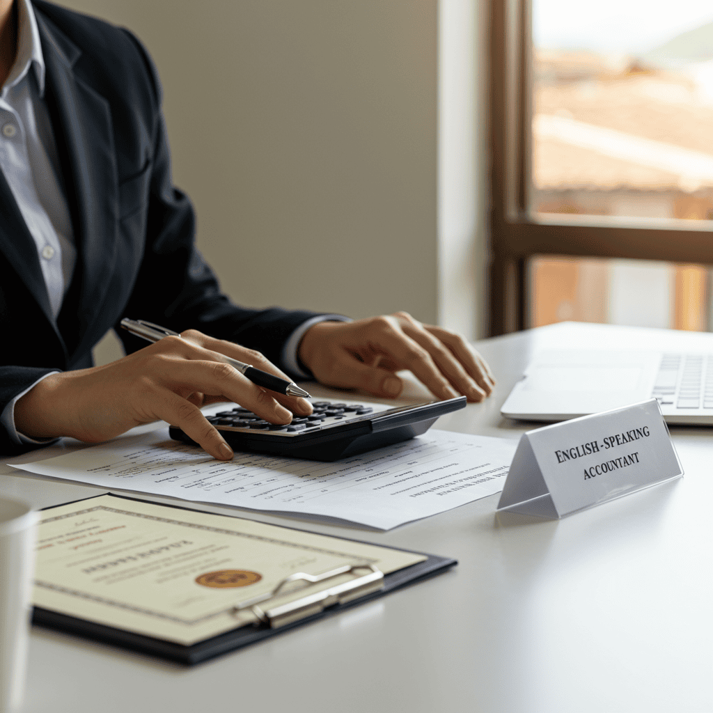 Image of the professional English-speaking accountant team.